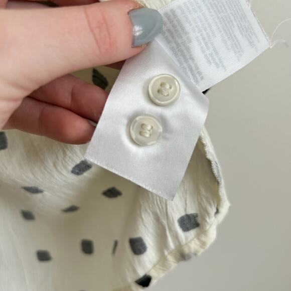 Masai Badisso Polka Dot Print Pleated Long Sleeve Blouse White Black M - Picture 7 of 8